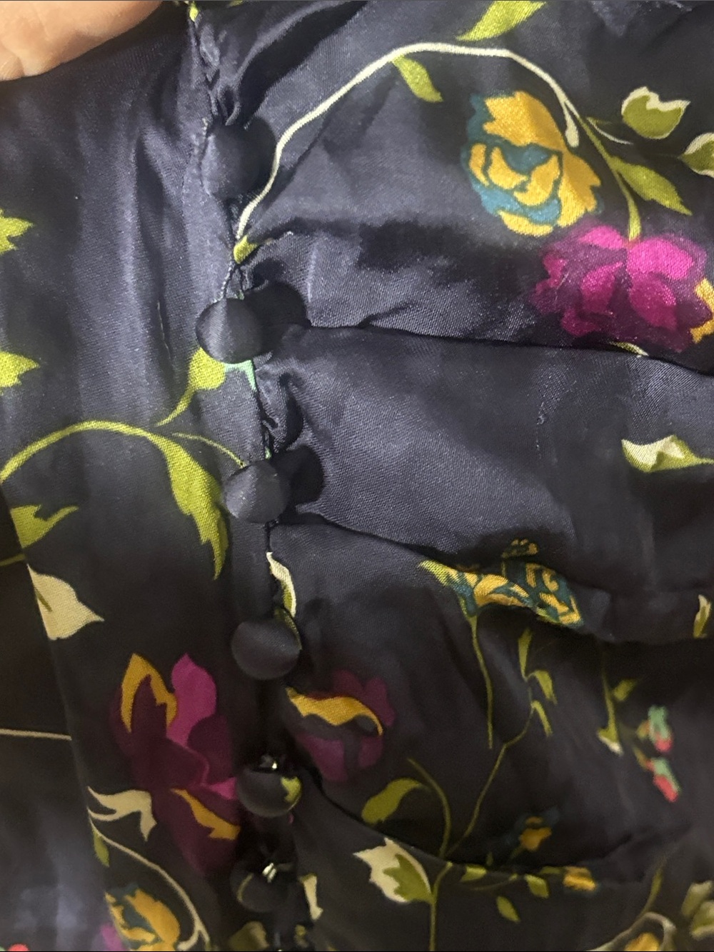 Petal & Pup Navy Floral Midi Dress with Pink and Green Accents - Picture 8 of 10